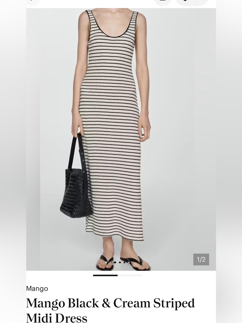 Mango Cream and Black Horizontal Stripe Maxi dress small 4